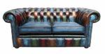 Patchwork Leather Chesterfield 2 Seater Sofa