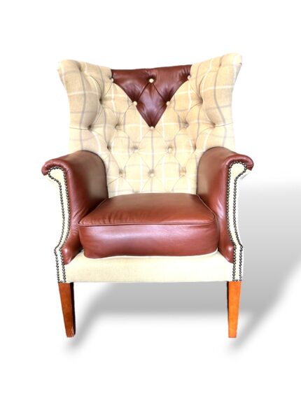 Used Chesterfield MACKENZIE Tweed and Leather Chair