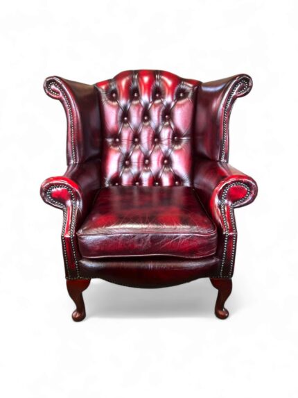 Used Oxblood Leather Chesterfield Queen An Chair