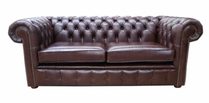 Dark Brown Leather Chesterfield 2 Seater Sofa